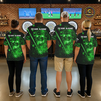 Lightning Green Butterflies Skull Dartboard Custom Women Darts 1/4-Zip Shirt Dart Jerseys NYN2354