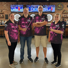 Load image into Gallery viewer, Lightning Pink Butterflies Skull Dartboard Custom Men Darts Polo Shirt Dart Jerseys NYN2355