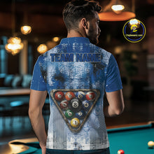 Load image into Gallery viewer, Blue Grey Grunge 8 Ball Pool Shirts Custom Men Billiard Pool Shirts Rack Billiard Team Jerseys NYN2976