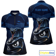 Load image into Gallery viewer, Personalized Funny 8 Ball Pool Cobra Snake Billiard Shirts For Women Billiard Polo &amp; 1/4-Zip Jerseys NYN2988