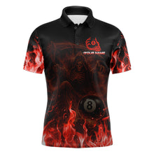 Load image into Gallery viewer, Custom Red Flaming Grim Reaper 8 Ball Billiard Pool Shirts For Men Bowling Polo &amp; 1/4-Zip Jersey NYN2775