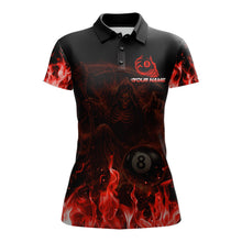 Load image into Gallery viewer, Custom Red Flaming Grim Reaper 8 Ball Billiard Pool Shirts For Women Bowling Polo &amp; 1/4-Zip Jersey NYN2775