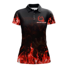 Load image into Gallery viewer, Personalized Red Flaming Grim Reaper Bowling Team Shirts For Women Bowling Polo &amp; 1/4-Zip Jersey NYN2776