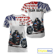 Load image into Gallery viewer, Custom Grim Reaper Motorcycle Pickleball Jersey For Women Patriotic Pickleball Paddle Shirts NYN2132