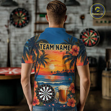 Load image into Gallery viewer, Male model wearing Funny Beer &amp; Dartboard darts polo, custom pub league jersey, tropical performance apparel, personalized dart tournament clothing, championship team shirt, beer enthusiast sportswear