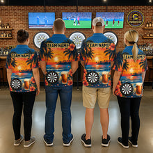 Load image into Gallery viewer, Matching Funny Beer &amp; Dartboard darts team jerseys for men and women, tropical pub league uniforms, personalized dart tournament apparel, bachelor party shirts, team vacation clothing, championship darts team outfit