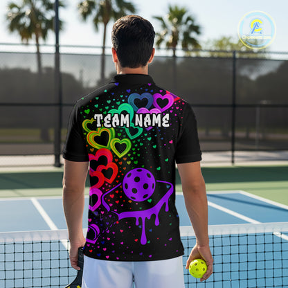 Custom Colorful Heart Dripping Pickleball Paddle League Jerseys For Men Pickleball Shirts NYN2139