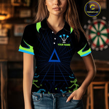 Load image into Gallery viewer, Multi Color Techno Grid &amp; Bull Women's Darts Shirt - Custom Name For Darts Jersey NYN0475