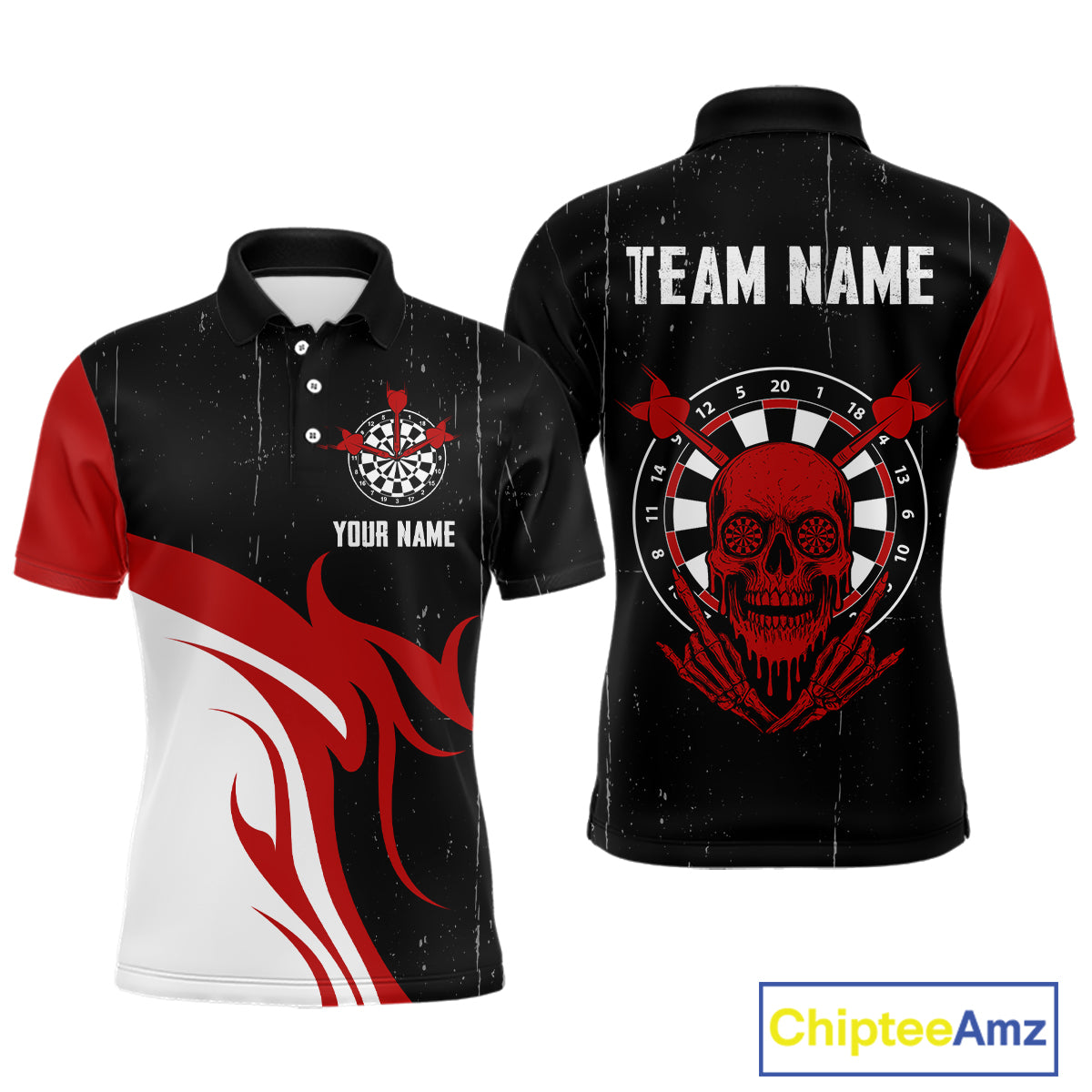 Red Skull Dartboard Grunge Custom Dart Shirt For Men, Dart Team Jerseys NYN0116