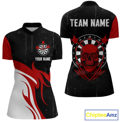Red Skull Dartboard Grunge Custom Dart Shirt For Women, Dart Team Jerseys NYN0116