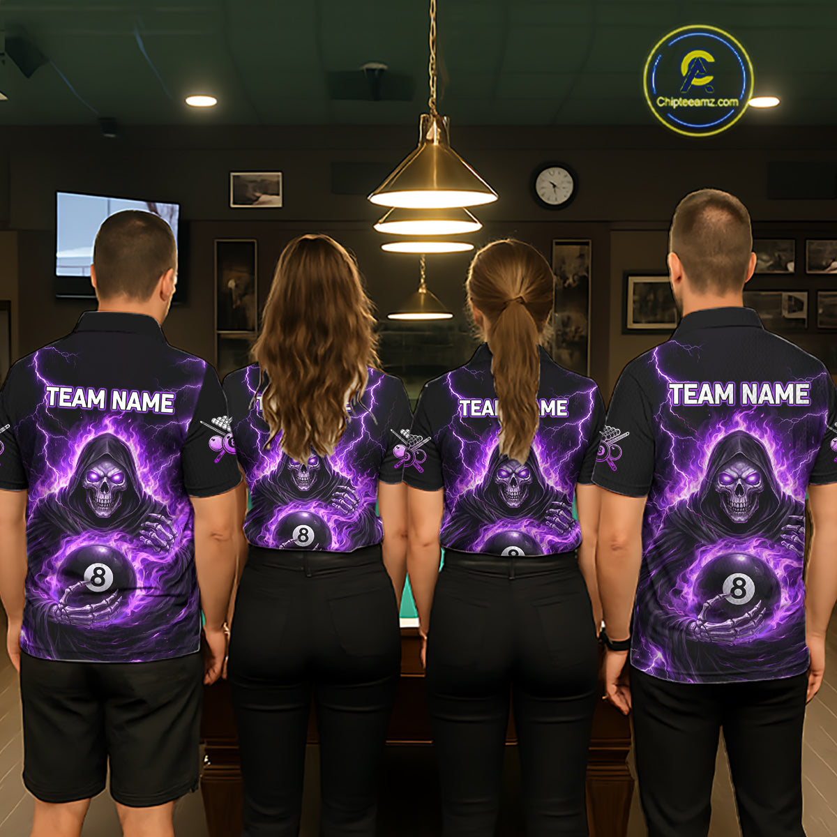 Fire Flame Grim Reaper Holding 8 Ball Pool Men Polo & 1/4-Zip Shirt Personalized Billiard Gifts NYN2434