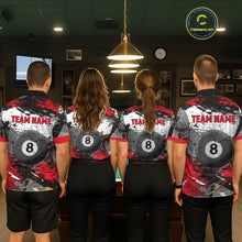 Load image into Gallery viewer, Black, White And Red Grunge Paint Billiard Pool Shirts For Women Custom 8 Ball Billiard Team Attire NYN3019