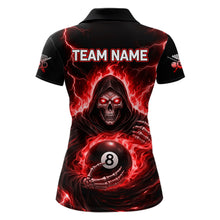 Load image into Gallery viewer, Red Flames Grim Reaper Holding 8 Ball Pool Women Polo &amp; 1/4-Zip Shirt Personalized Billiard Gifts NYN2662