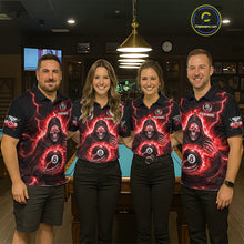 Load image into Gallery viewer, Red Flames Grim Reaper Holding 8 Ball Pool Women Polo &amp; 1/4-Zip Shirt Personalized Billiard Gifts NYN2662