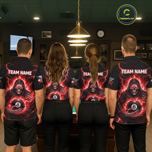 Load image into Gallery viewer, Red Flames Grim Reaper Holding 8 Ball Pool Women Polo &amp; 1/4-Zip Shirt Personalized Billiard Gifts NYN2662