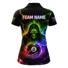 Load image into Gallery viewer, Colorful Flames Grim Reaper Holding 8 Ball Pool Women Polo &amp; 1/4-Zip Shirt Personalized Billiard Gifts NYN2663