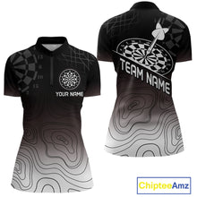 Load image into Gallery viewer, Women's Custom Dart Shirt, Darts Hitting The Bullseye With Black-To-White Gradient NYN0249