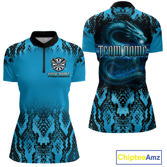 Lightning Navy Cobra & Snake-Skin Darts Shirt For Women - Custom Dart Player Jersey NYN0532