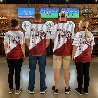 Personalized White And Red Striped Leopard Darts Quarter-Zip Shirts For Men Dart Team Jerseys NYN2197