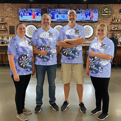 Custom Funny Bee Purple Camouflage Men Darts Polo League Shirts Splatter Dart Jerseys NYN2210