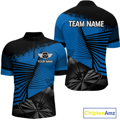 Custom Men's Darts Shirt With Silver Dart Arrows Hitting Dartboard, Darts Jersey NYN0285
