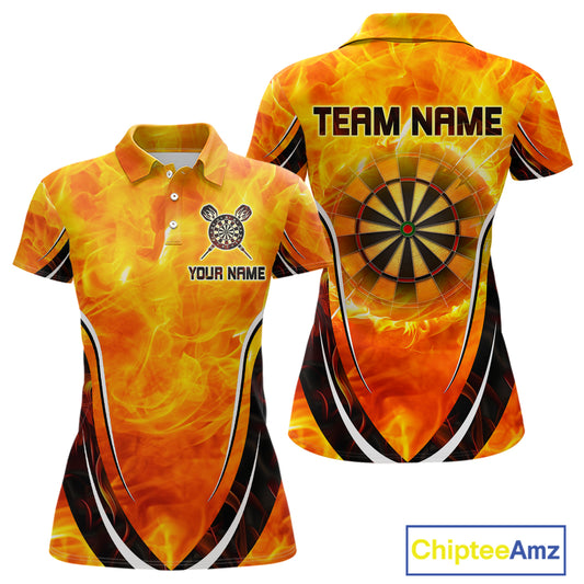 Women's Custom Darts Team Shirts With Explosive Flame Dartboard And Geometric Shapes NYN0298
