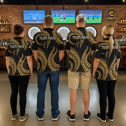 Black And Gold Tribal Human Play Dartboard Darts Quarter-zip Shirt Personalized Dart Jerseys For Men NYN2518