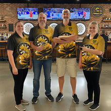 Load image into Gallery viewer, Custom Rose &amp; Bee Grunge Dartboard Grunge Darts Polo Shirts For Quarter-Zip Funny Dart Jerseys NYN2221