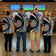 Load image into Gallery viewer, Black &amp; Holographic Rainbow Tribal Dartboard Darts Quarter-zip Shirt For Men Custom Dart Team Jerseys NYN2522