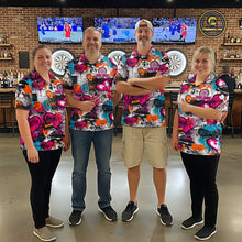 Load image into Gallery viewer, Colorful Heart Graffiti Dartboard Men Darts Quarter-zip Shirt Custom Couple Dart Valentine Jerseys NYN2528