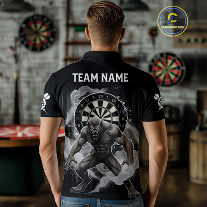 Grey Smokes Horror Wolf Grunge Dartboard Custom Darts Polo Shirt For Men Dart Gifts NYN1997