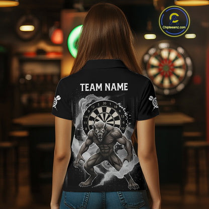 Grey Smokes Horror Wolf Grunge Dartboard Custom Darts Polo Shirt For Women Dart Gifts NYN1997