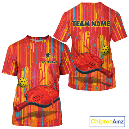 Custom Dripping Pickleball Paddle & Ball Jerseys Men Splashed Colorful Pickleball Shirt NYN2223