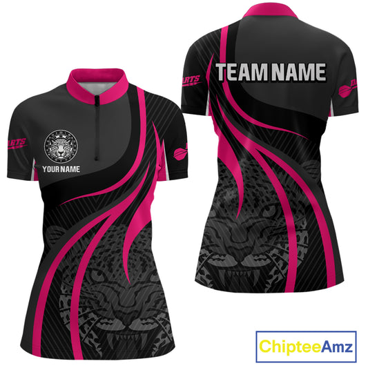 Custom Dart Jersey - Fuchsia & Ebony Panther Power | Personalized Name For Women NYN0325