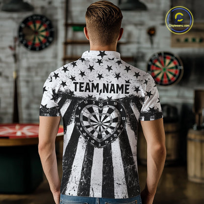Black White Heart Broken Dartboard Men Darts Valentine Shirt Custom Dart Polo Couple Gifts NYN2543