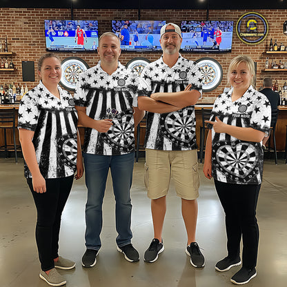 Black White Heart Broken Dartboard Women Darts Valentine Shirt Custom Dart Polo Couple Gifts NYN2543