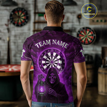 Load image into Gallery viewer, Purple Neon Grim Reaper Lightning Skull Darts League Shirt Custom Skull Men Darts Jersey NYN2038