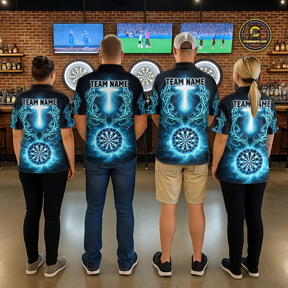 Thunder Blue Dartboard Cross Men Darts Team Shirt Personalized Tribal Dart Quarter-Zip Jerseys NYN2555