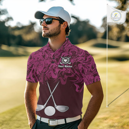 Mens Golf Clothing Pink Fluid Pattern Golf Polo Shirt Custom White Golf Clubs Ball Golf Upf Shirts NYN2935