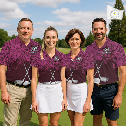 Mens Golf Clothing Pink Fluid Pattern Golf Polo Shirt Custom White Golf Clubs Ball Golf Upf Shirts NYN2935