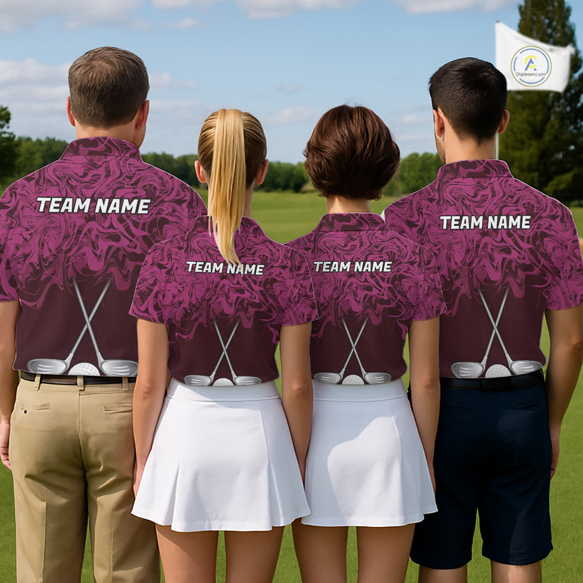 Mens Golf Clothing Pink Fluid Pattern Golf Polo Shirt Custom White Golf Clubs Ball Golf Upf Shirts NYN2935