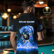 Load image into Gallery viewer, Fire Flame Dragon Pool 8 Ball Men's Billiard Shirt Custom Billiard Team League Attire|Blue NYN2557