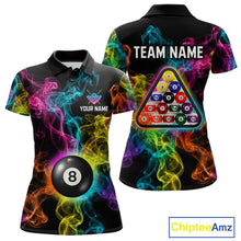 Load image into Gallery viewer, Personalized Colorful Smoke 8 Ball Pool Billiard Shirt For Women Custom Billiard Rack Team Jersey NYN3142