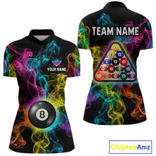 Load image into Gallery viewer, Personalized Colorful Smoke 8 Ball Pool Billiard Shirt For Women Custom Billiard Rack Team Jersey NYN3142