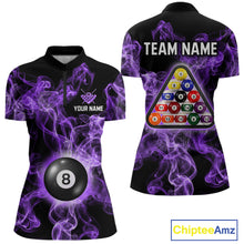 Load image into Gallery viewer, Personalized Purple Smokes 8 Ball Pool Billiard Shirt For Women Custom Billiard Rack Team Jersey NYN3143