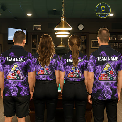 Personalized Purple Smokes 8 Ball Pool Billiard Shirt For Women Custom Billiard Rack Team Jersey NYN3143