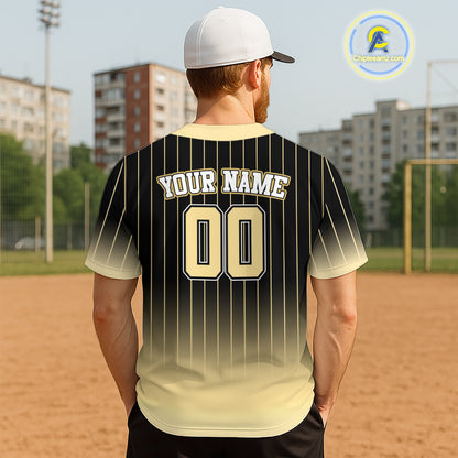 Yellow And Black Classic Baseball Jersey Custom Pinstripe Baseball Jersey For Men NYN0815