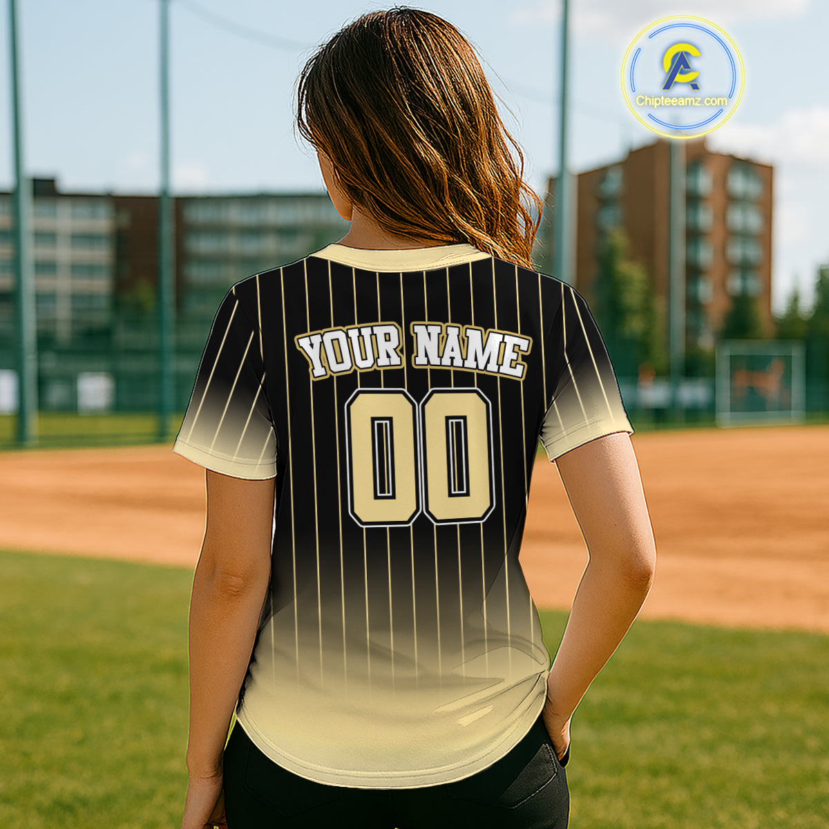 Yellow And Black Classic Baseball Jersey Custom Pinstripe Baseball Jersey For Women NYN0815