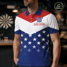 Load image into Gallery viewer, Blue And Red Dartboard Patriotic Dart Polo Shirts For Men Custom Dart Team Jerseys NYN2729