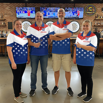 Blue And Red Dartboard Patriotic Dart Polo Shirts For Men Custom Dart Team Jerseys NYN2729